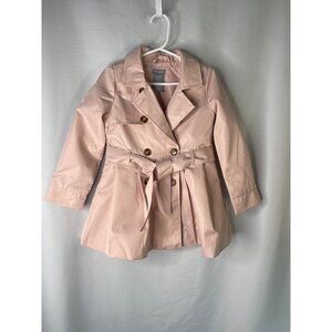 Tahari Girls XS (4) Pink Double-Breasted Trench Coat 100% Polyester Easter vibe